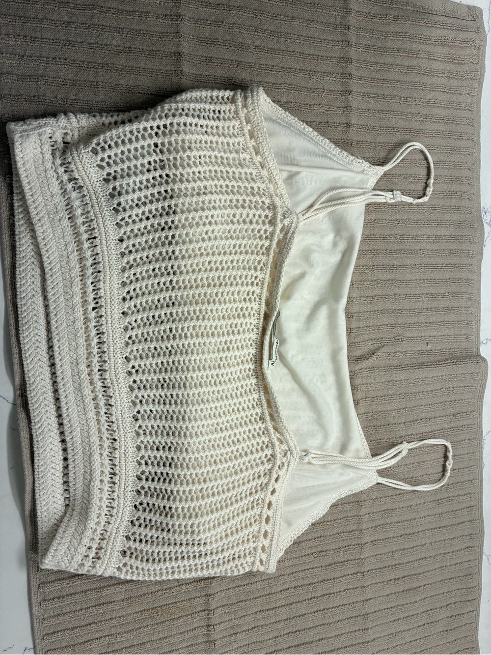 Abercrombie & Fitch Cream Crochet Fringe Mini Skirt and Top - Picture 5 of 6